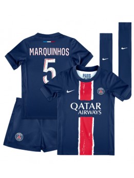 Detské Futbalové oblečenie Paris Saint-Germain Marquinhos #5 2024-25 Krátky Rukáv - Domáci (+ trenírky)